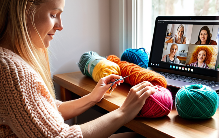 **A cozy, sunlit home office in Sweden. Someone is knitting colorful yarn while video conferencing on a laptop.** (This captures the essence of turning a hobby like knitting into an income source through online presence and perhaps teaching or selling patterns.)